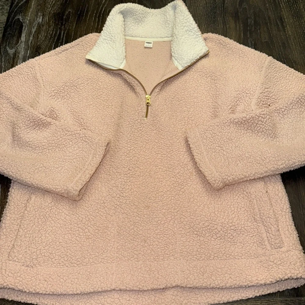 🔴 OLD NAVY OVERSIZED PINK PLUSH SHERPA WITH POCKETS SIZE LARGE